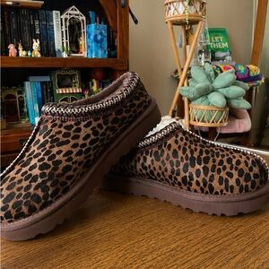 UGG Leopard Print Slip-On Clog in Brown and Black